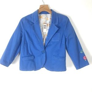 NWT Old Navy blue blazer embroidered stressed